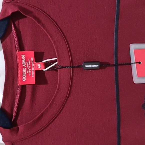 NWT Giorgio Armani Milano Limited Edition Men's T-Shirt Size: 46 S Small Maroon - Picture 7 of 12
